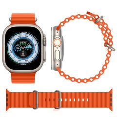 Apple Watch 49mm Ultra Seri Uyumlu Seaflex Ocean Silikon Kordon Turuncu