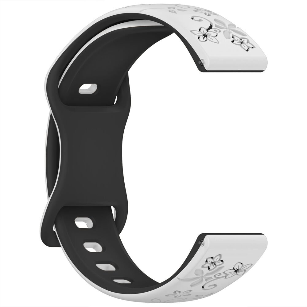 Huawei Watch GT2 GT3 42mm İle Uyumlu FloraFlex Çiçek Desenli Silikon Kordon Beyaz