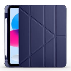 İpad 10.Nesil 10.9 inç 2022 Uyumlu Üçgen Katlanabilir Kalemlikli Yatay Dikey Standlı Akıllı Kılıf Lacivert - Lacivert