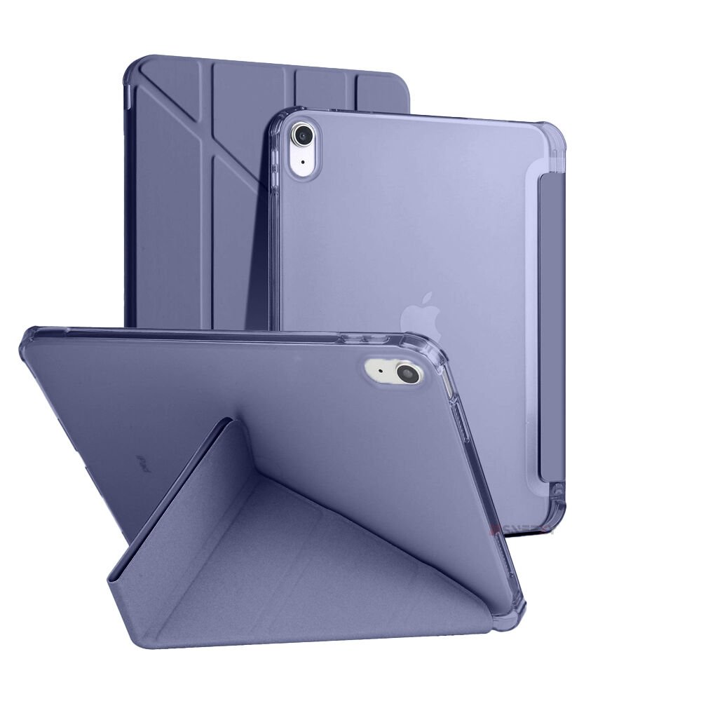 İpad 10.Nesil 10.9 inç 2022 Uyumlu Üçgen Katlanabilir Kalemlikli Yatay Dikey Standlı Akıllı Kılıf Lavanta - Lavanta