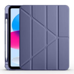 İpad 10.Nesil 10.9 inç 2022 Uyumlu Üçgen Katlanabilir Kalemlikli Yatay Dikey Standlı Akıllı Kılıf Lavanta - Lavanta