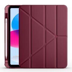 İpad 10.Nesil 10.9 inç 2022 Uyumlu Üçgen Katlanabilir Kalemlikli Yatay Dikey Standlı Akıllı Kılıf Mürdüm - Mürdüm