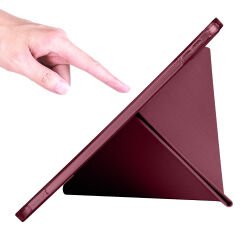 İpad 10.Nesil 10.9 inç 2022 Uyumlu Üçgen Katlanabilir Kalemlikli Yatay Dikey Standlı Akıllı Kılıf Mürdüm - Mürdüm