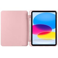 İpad 10.Nesil 10.9 inç 2022 Uyumlu Üçgen Katlanabilir Kalemlikli Yatay Dikey Standlı Akıllı Kılıf Pembe - Pembe