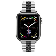 Apple Watch Ultra Seri 49mm Uyumlu Ironmesh Döküm Çelik Metal Kordon Gümüş - Siyah