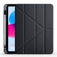 İpad 10.Nesil 10.9 inç 2022 Uyumlu Üçgen Katlanabilir Kalemlikli Yatay Dikey Standlı Akıllı Kılıf Siyah - Siyah