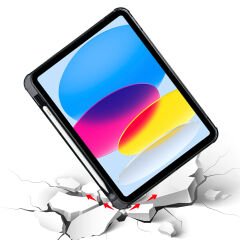 İpad 10.Nesil 10.9 inç 2022 Uyumlu Üçgen Katlanabilir Kalemlikli Yatay Dikey Standlı Akıllı Kılıf Siyah - Siyah