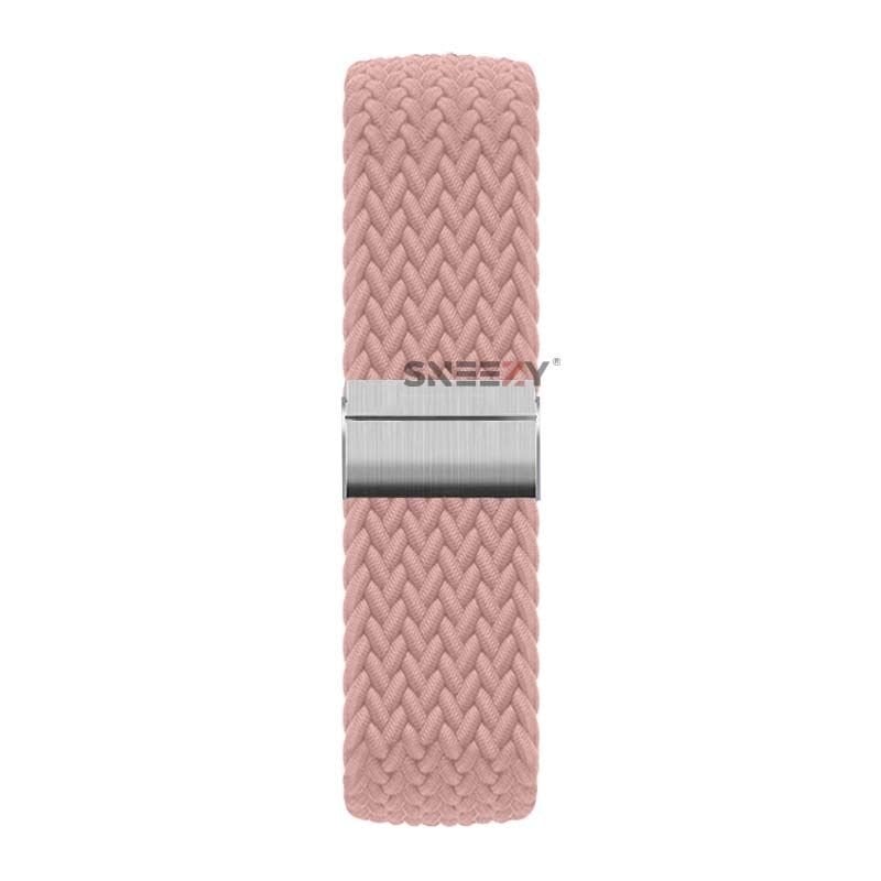 Sneezy Samsung Galaxy Watch Active Active 2 44mm-40mm 20mm Metal Klips Solo Fiberlink Örgü Kordon Pembe - Pembe