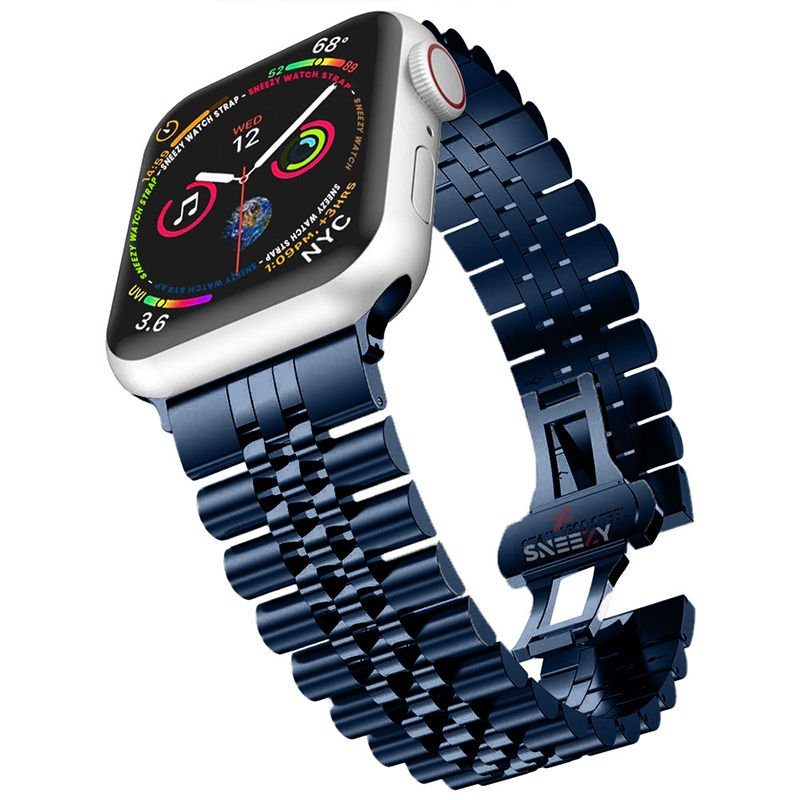 Apple Watch Ultra Seri 49mm Uyumlu Ironmesh Döküm Çelik Metal Kordon Lacivert