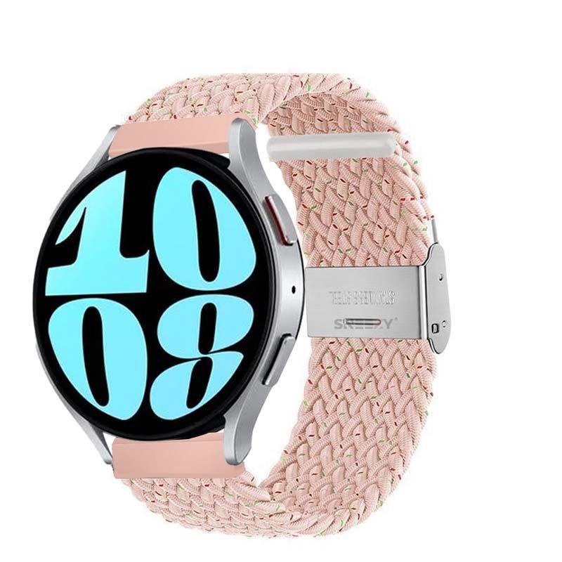 Sneezy Samsung Galaxy Watch Active Active 2 44mm-40mm 20mm Metal Klips Solo Fiberlink Örgü Kordon Pudra - Pudra