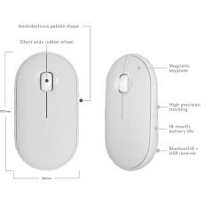 Tüm İpad Modelleriyle Uyumlu B110 520-092716 Sessiz Optik Kablosuz Mouse Pilli Beyaz