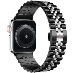 Apple Watch Ultra Seri 49mm Uyumlu Ironmesh Döküm Çelik Metal Kordon Siyah - Gümüş
