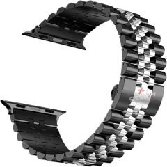 Apple Watch Ultra Seri 49mm Uyumlu Ironmesh Döküm Çelik Metal Kordon Siyah - Gümüş