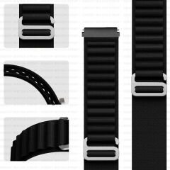 Samsung Galaxy Watch 4 40-42-44-46mm Uyumlu 20mm Frost Alpine Loop Kordon Siyah - Siyah