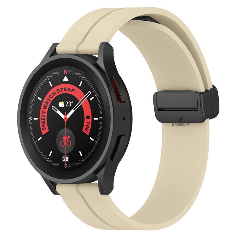 Huawei Watch GT5 46mm Uyumlu Kordon Manyetik Tokalı Yumuşak Soft Silikon Kordon Krem