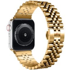 Apple Watch 42mm 44mm 45mm 1 2 3 4 5 6 7 8 Se Seri Uyumlu Ironmesh Döküm Çelik Metal Kordon Gold