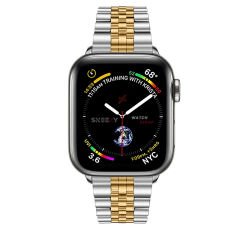 Apple Watch 42mm 44mm 45mm 1 2 3 4 5 6 7 8 Se Seri Uyumlu Ironmesh Döküm Çelik Metal Kordon Gümüş - Gold