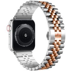Apple Watch 42mm 44mm 45mm 1 2 3 4 5 6 7 8 Se Seri Uyumlu Ironmesh Döküm Çelik Metal Kordon Gümüş - Rosegold