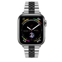 Apple Watch 42mm 44mm 45mm 1 2 3 4 5 6 7 8 Se Seri Uyumlu Ironmesh Döküm Çelik Metal Kordon Gümüş - Siyah