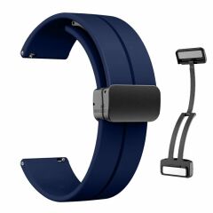Huawei Watch GT5 46mm Uyumlu Kordon Manyetik Tokalı Yumuşak Soft Silikon Kordon Lacivert