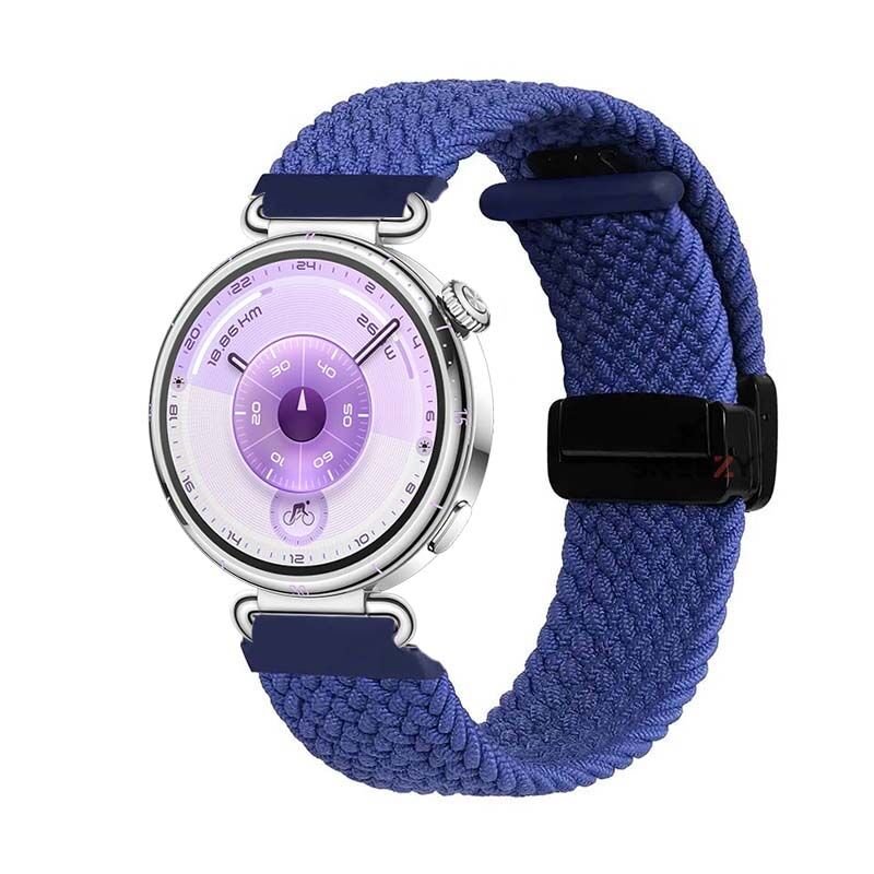 Sneezy Huawei Watch GT6 41mm İle Uyumlu FiberLink Manyetik Tokalı Kumaş Örgü Kordon Mavi
