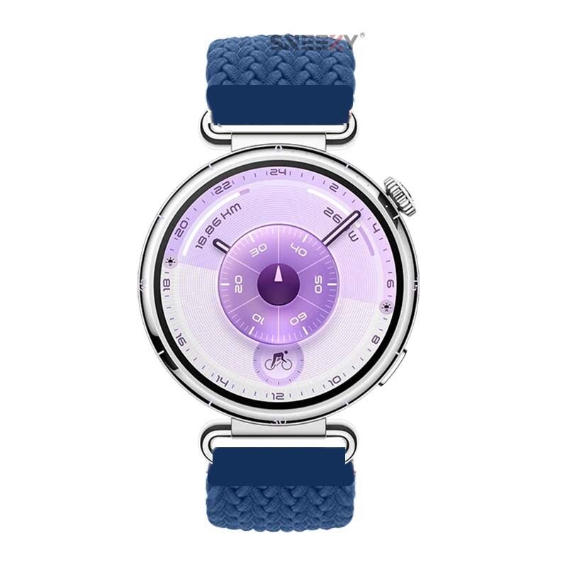Sneezy Huawei Watch GT6 41mm İle Uyumlu FiberLink Manyetik Tokalı Kumaş Örgü Kordon Mavi