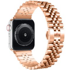 Apple Watch 42mm 44mm 45mm 1 2 3 4 5 6 7 8 Se Seri Uyumlu Ironmesh Döküm Çelik Metal Kordon Rosegold