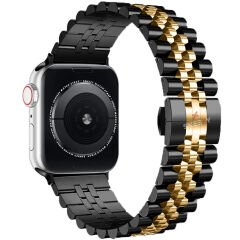 Apple Watch 42mm 44mm 45mm 1 2 3 4 5 6 7 8 Se Seri Uyumlu Ironmesh Döküm Çelik Metal Kordon Siyah - Gold