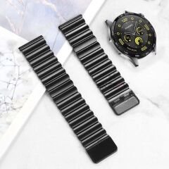 Sneezy Amazfit Watch GTR 3 Pro-GTR 3-GTR 2e-GTS 2-GTR 47mm Uyumlu 22mm Clasp Manyetik Metal Kordon Siyah - Siyah