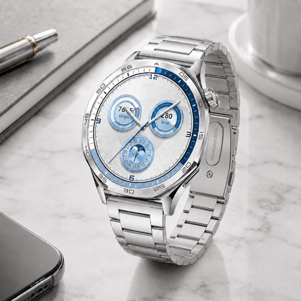 Huawei Watch GT5 46mm İle Uyumlu Katlanır Klipsli Paslanmaz Çelik Saat Kordonu