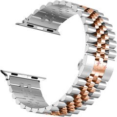 Apple Watch 38mm 40mm 41mm 1 2 3 4 5 6 7 8 Se Seri Uyumlu Ironmesh Döküm Çelik Metal Kordon Gümüş - Rosegold