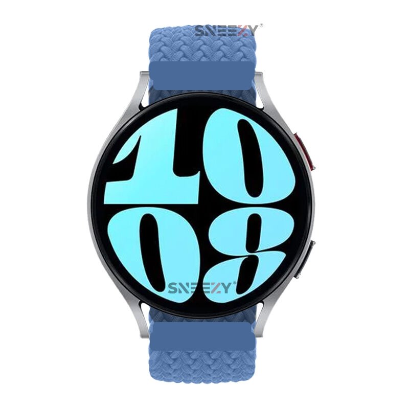 Sneezy Samsung Galaxy Watch 5 Pro R-920 İle Uyumlu 20mm Metal Klips Solo Fiberlink Örgü Kordon Mavi Açık - Mavi Açık