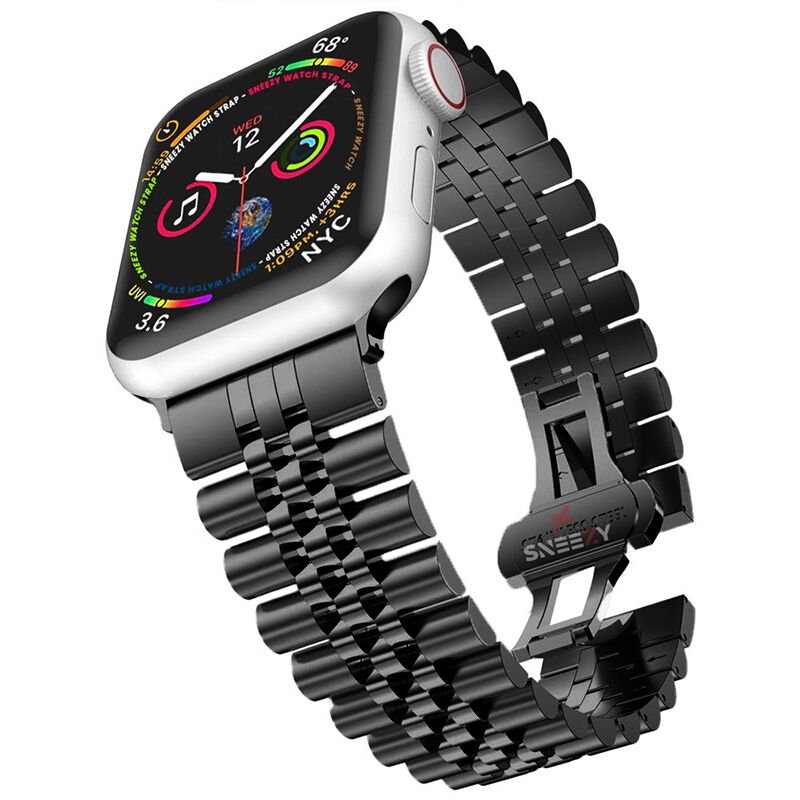 Apple Watch 38mm 40mm 41mm 1 2 3 4 5 6 7 8 Se Seri Uyumlu Ironmesh Döküm Çelik Metal Kordon Siyah