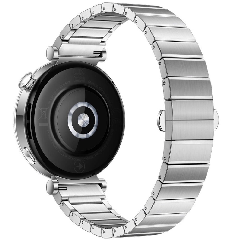 Huawei Watch GT4 41mm İle Uyumlu Renk Detaylı 18mm Paslanmaz Çelik Metal Kordon Kayış Gümüş