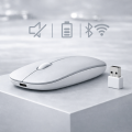 MacBook iPad Uyumlu Bluetooth Şarjlı Mouse USB Dongle Şarj Kablosu Dahil Sessiz İnce ve Taşınabilir Gümüş