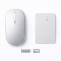 MacBook iPad Uyumlu Bluetooth Şarjlı Mouse USB Dongle Şarj Kablosu Dahil Sessiz İnce ve Taşınabilir Gümüş