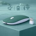 MacBook iPad Uyumlu Bluetooth Şarjlı Mouse USB Dongle Şarj Kablosu Dahil Sessiz İnce ve Taşınabilir Haki