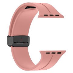 Apple Watch 49mm Ultra Seri Uyumlu Coastal Manyetik Tokalı Silikon Kordon Pembe Açık