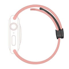 Apple Watch 49mm Ultra Seri Uyumlu Coastal Manyetik Tokalı Silikon Kordon Pembe Açık