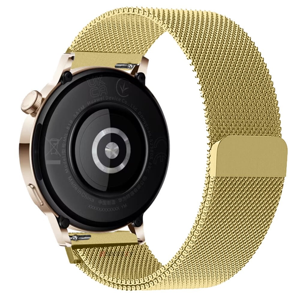 Huawei Watch GT3 42mm GT2 42mm Uyumlu Kordon Manyetik Milanese Loop Metal Kordon Gold