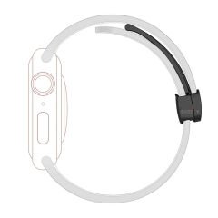 Apple Watch 49mm Ultra Seri Uyumlu Coastal Manyetik Tokalı Silikon Kordon Beyaz