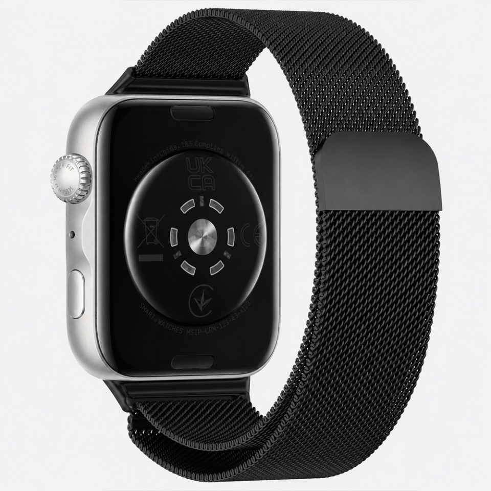 Huawei Watch Fit 5 Uyumlu Milanese Örgü Metal Mıknatıslı Ayarlanabilir Kordon Siyah