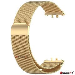 Sneezy Samsung Galaxy Fit 3 İle Uyumlu Woven Wire Tasarım Metal Hasır Kordon Gold - Gold