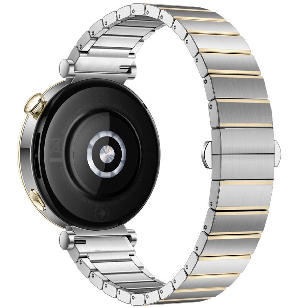 Huawei Watch GT5 41mm İle Uyumlu Renk Detaylı 18mm Paslanmaz Çelik Metal Kordon Kayış Gold