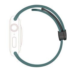 Apple Watch 49mm Ultra Seri Uyumlu Coastal Manyetik Tokalı Silikon Kordon Haki