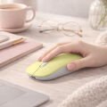 MacBook iPad Uyumlu Bluetooth Şarjlı Mouse USB Dongle Şarj Kablosu Dahil Sessiz İnce ve Taşınabilir Sarı