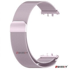 Sneezy Samsung Galaxy Fit 3 İle Uyumlu Woven Wire Tasarım Metal Hasır Kordon Lila - Lila
