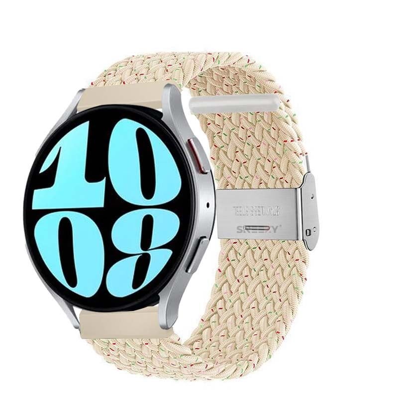Sneezy Samsung Galaxy Watch 5 Pro R-920 İle Uyumlu 20mm Metal Klips Solo Fiberlink Örgü Kordon Strlight Gökkuşağı