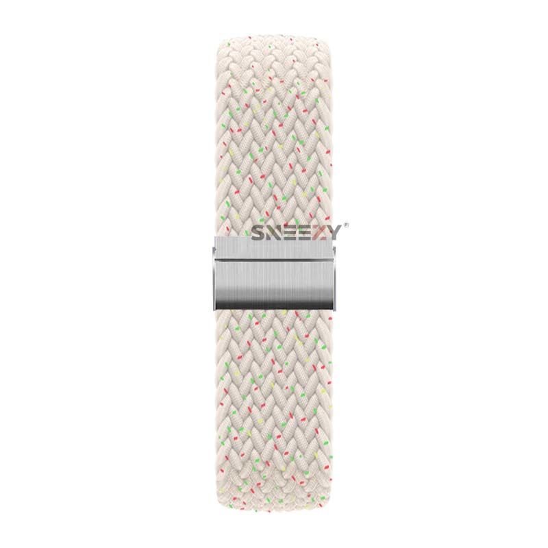 Sneezy Samsung Galaxy Watch 5 Pro R-920 İle Uyumlu 20mm Metal Klips Solo Fiberlink Örgü Kordon Strlight Gökkuşağı