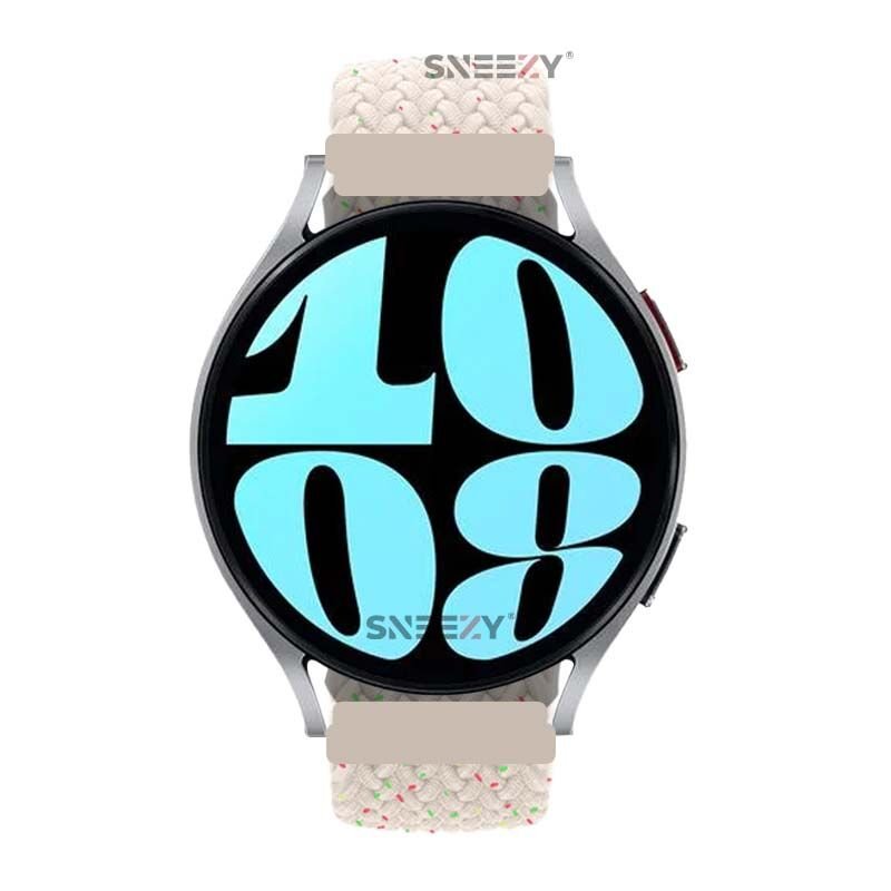 Sneezy Samsung Galaxy Watch 5 Pro R-920 İle Uyumlu 20mm Metal Klips Solo Fiberlink Örgü Kordon Strlight Gökkuşağı